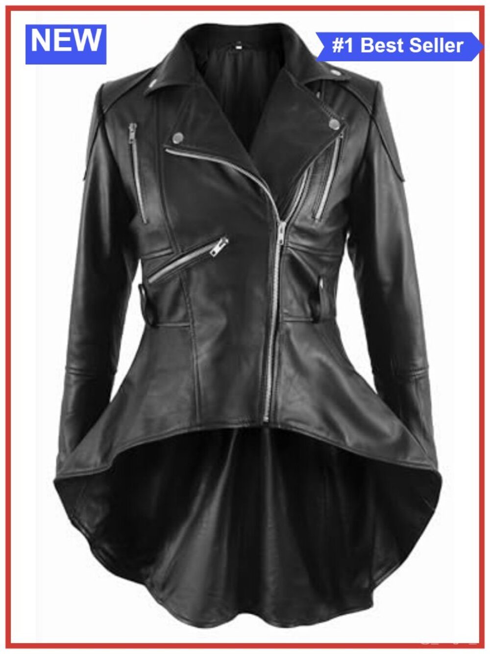 Real Lambskin Leather Peplum Jacket Women Moto Biker Zip